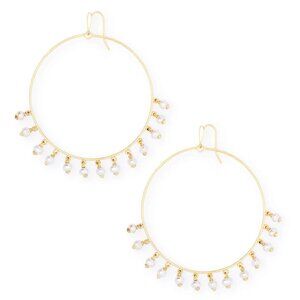 Kendra Scott Hilty Bright Gold Hoop Earrings In Pearl